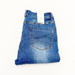 A Loves A High Rise Ankle Skinny Dark Wash Denim Jeans Raw Hem Size 31 NWT